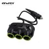 3 Sockets Car Cigarette Lighter Car Power Adapter with 2 USB Ports Charger Car Care Accessories