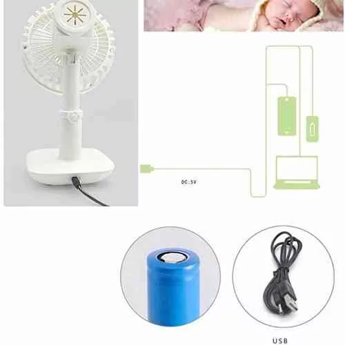 Small Rechargeable Table Fan Stretch Shaking Head Mini Fan Desktop Fan Portable Home & Lifestyle