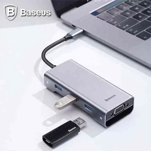 Baseus Square Desk Type-C Multi-Functional Hub USB 3.0 * 3 VGA Computer Accessories