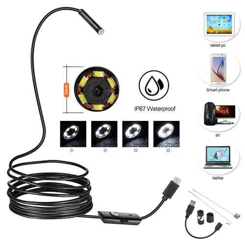 USB Android and PC 7mm Soft Tube Endoscope Wire Pinhole Camera - 2m @ ido.lk