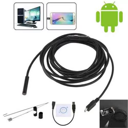 USB Android and PC 7mm Soft Tube Endoscope Wire Pinhole Camera @ido.lk