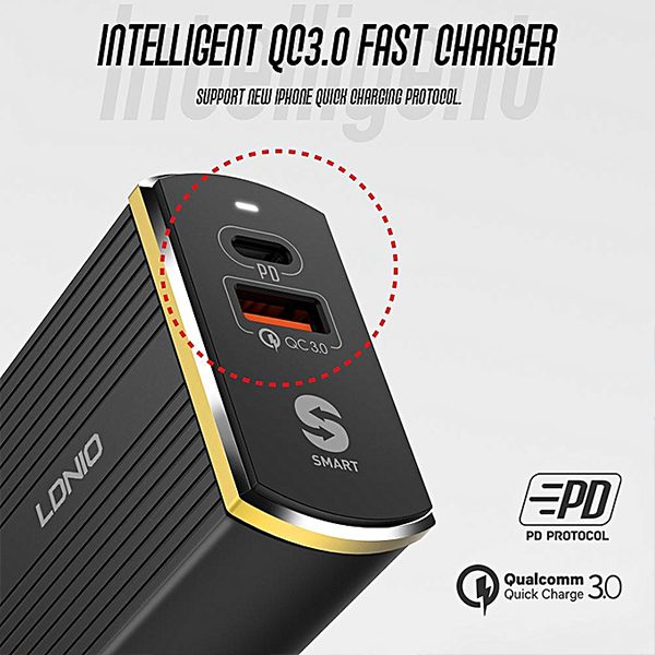 LDNIO A2502C QC3.0+PD Mobile Phone Fast Charger Chargers