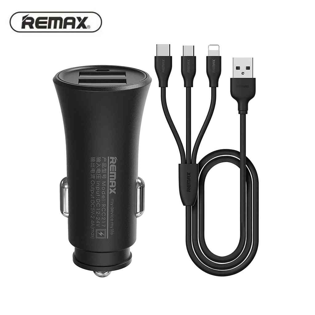 Buy Remax Car Charger & Cable 3 in 1 RCC217 Lowest Price ido.lk