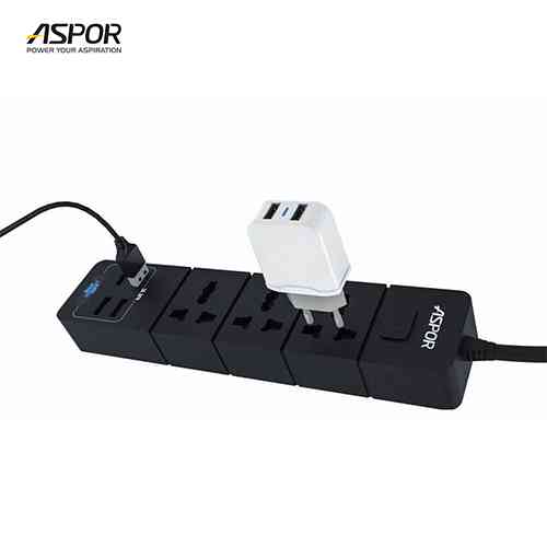 Aspor 2 Meter Power Cord with 4 Port USB