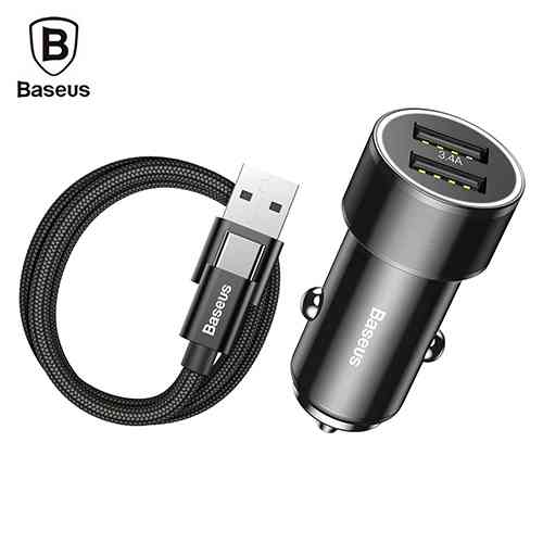 Baseus Small Screw 3.4A Dual USB Car Charger Fast Charger ido.lk