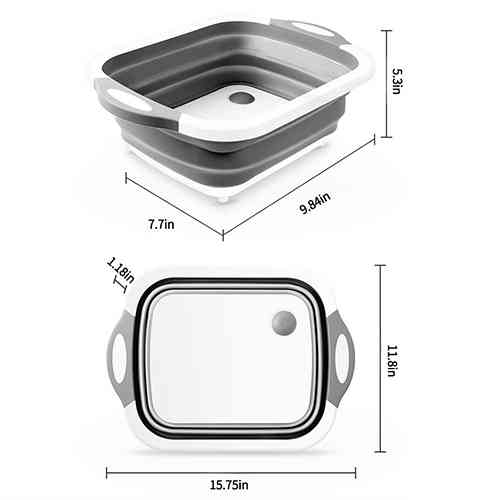 Collapsible Cutting Board Dish Tub,Drain Basket Kitchen & Dining