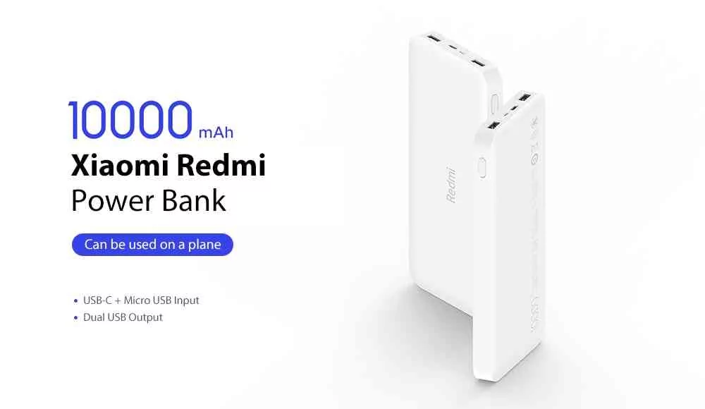 Xiaomi PB100LZM Redmi Power Bank 10000mAh Dual Input / Output Ports / 18W Charging Standard Version- White