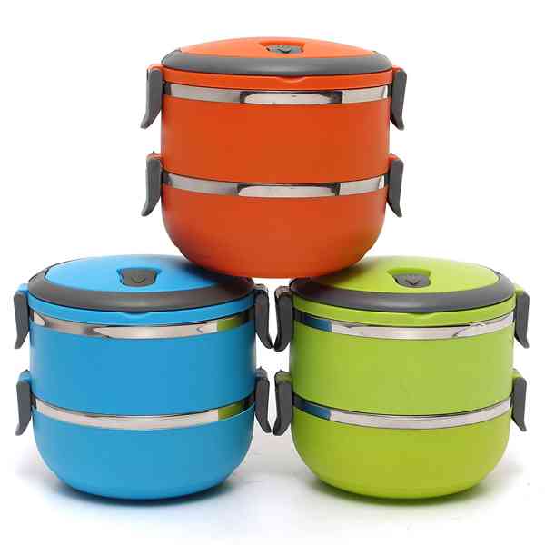 2 Layers Stainless Steel Bento Lunch Box Portable Thermal Insulation Lunch Box