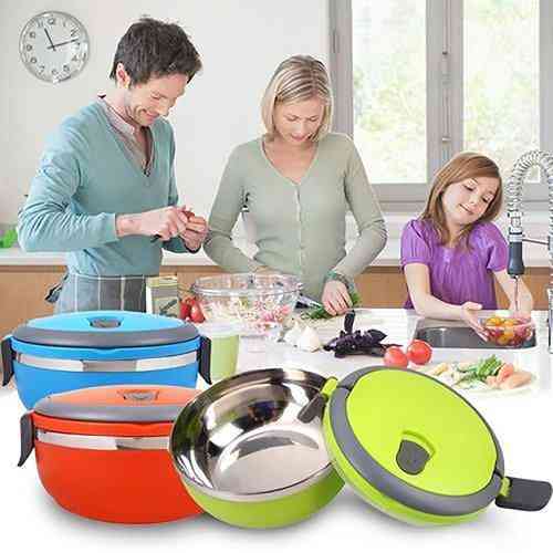 1 Layer Round Stainless Steel Lunch Box Kitchen & Dining