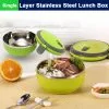 1 Layer Round Stainless Steel Lunch Box Kitchen & Dining