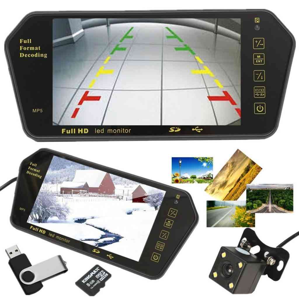 Image result for 7'' HD 5MP Bluetooth Car Rear View Mirror Monitor + Reversing Camera
