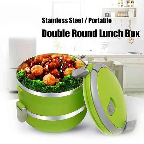 2 Layers Stainless Steel Lunch Box Kitchen & Dining