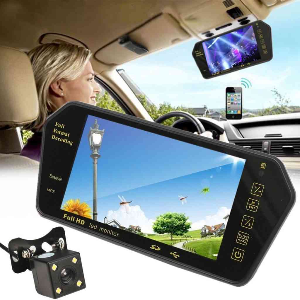 Image result for 7'' HD 5MP Bluetooth Car Rear View Mirror Monitor + Reversing Camera