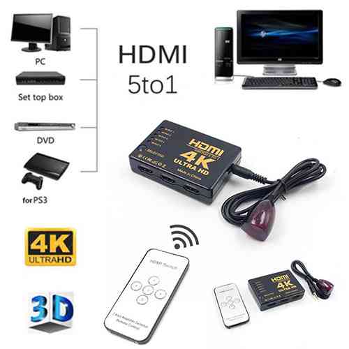 5 Port 4K HDMI Switch Switcher Splitter Box Computer Accessories