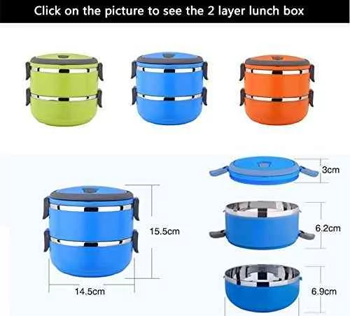 Image result for 2 Layers Stainless Steel Bento Lunch Box