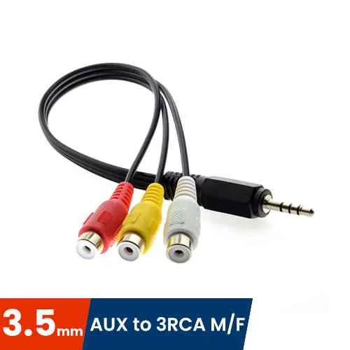 3.5mm AUX to 3RCA M/F Audio Video Mini AV Cable Computer Accessories
