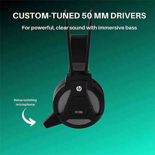 HP Wired Gaming PC Headset Stereo Sound HP H100 Headphone
