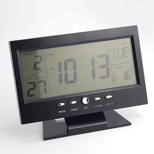 Sound Control Backlight Digital LCD Alarm Clock @ ido.lk