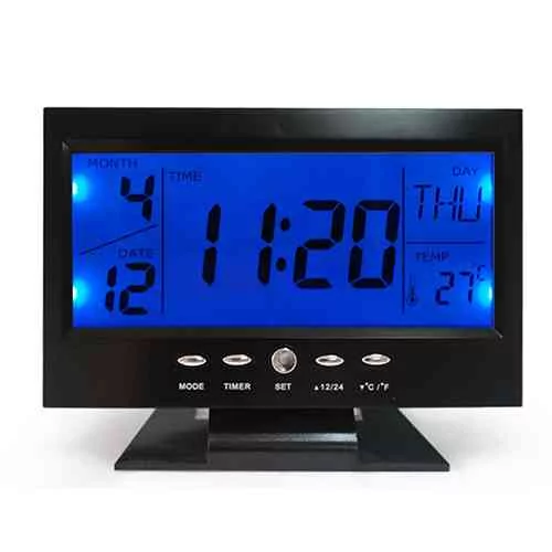 Sound Control Backlight Digital LCD Alarm Clock @ido.lk