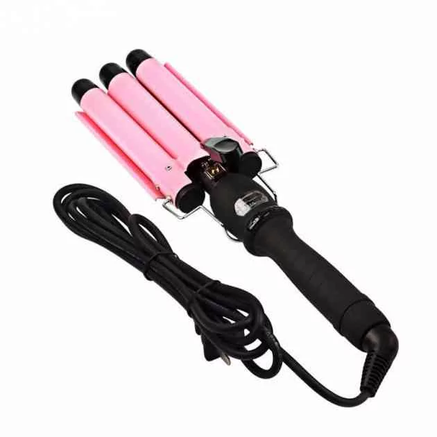 Gemei GM-1957 WAVE effect triple curling iron with heat regulation and rotating cord