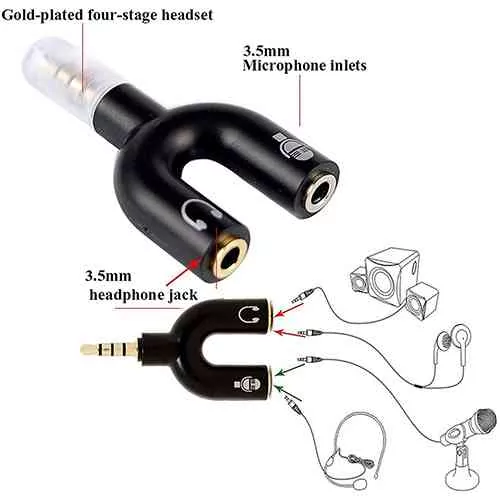 Audio Splitter 3.5mm Jack Aux Cable Headphone Accessories