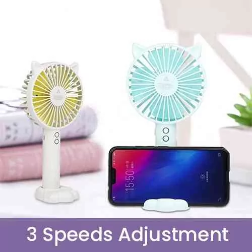 Portable Rechargeable Mini Hand Held Fan with Stand Holder Home & Lifestyle