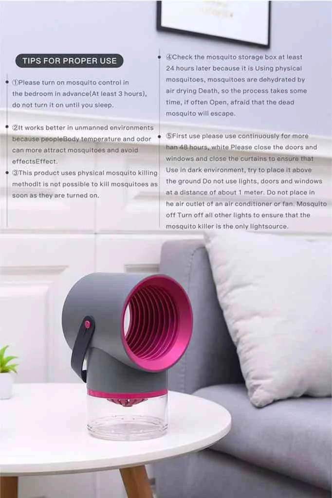 Electric Mosquito Killer Lamp Portable Mute Pure physical 365nm Light Wave Photocatalyst Insect Pest Trap Lamp For Home Outdoor Camping USB Version 189 - Grey