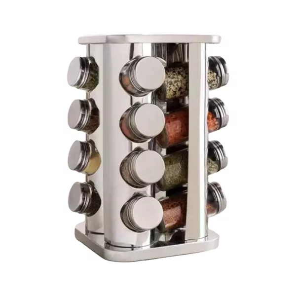 Stainless Steel Spice Rack - 16 Jars | E-valy Limited - Online shopping mall