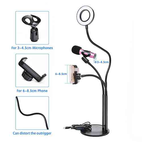 Ring Light with Phone Holder Microphone holder Tripods