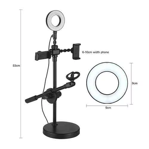 Selfie Ring Light with Phone Holder and Microphone Stand Tripods