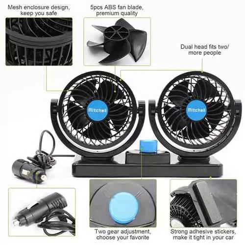12V Dual Head Fan for Any Vehicle Car Care Accessories