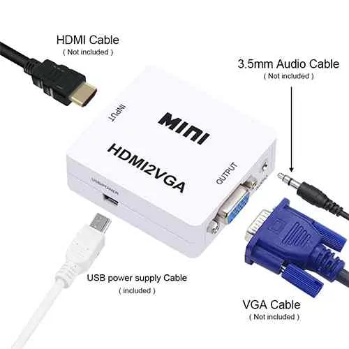 HDMI to VGA Converter With Audio HDMI2VGA Adapter Computer Accessories