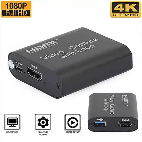 Video Capture Card with Loop Out HDMI To HDMI USB 2.0 Computer Accessories