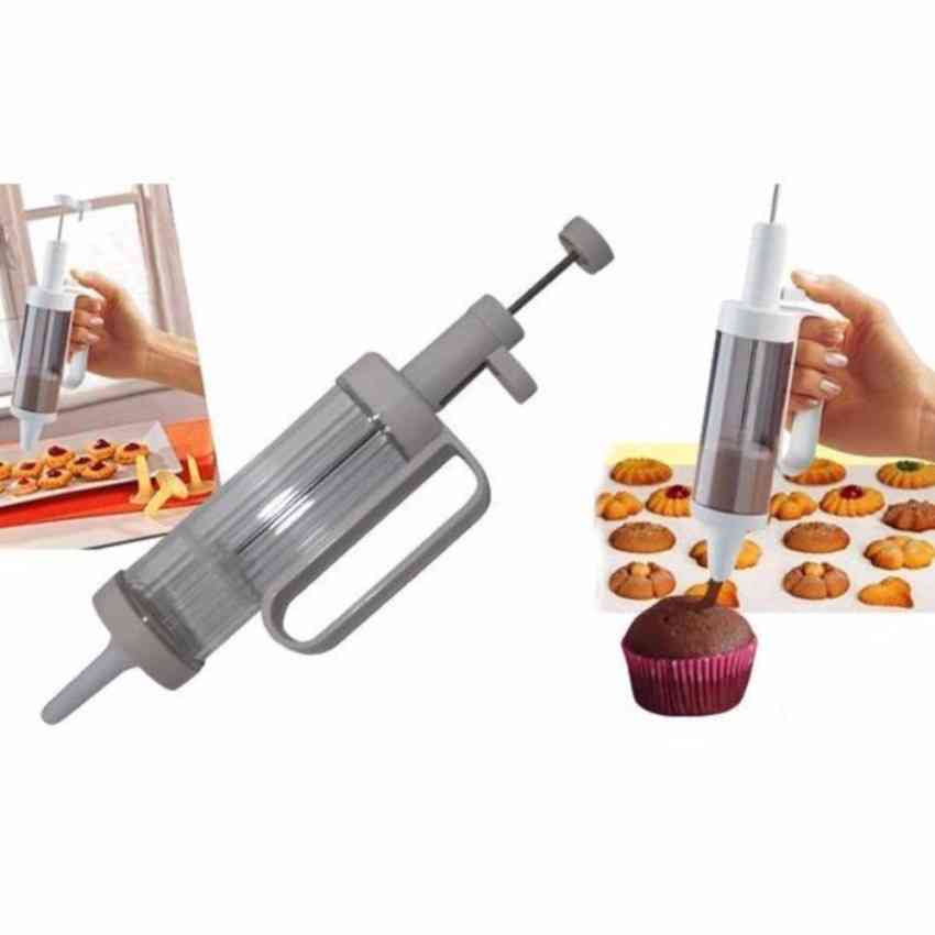 Plastic cookie press with the clear barrel Cookie Press and Cake Decorator set