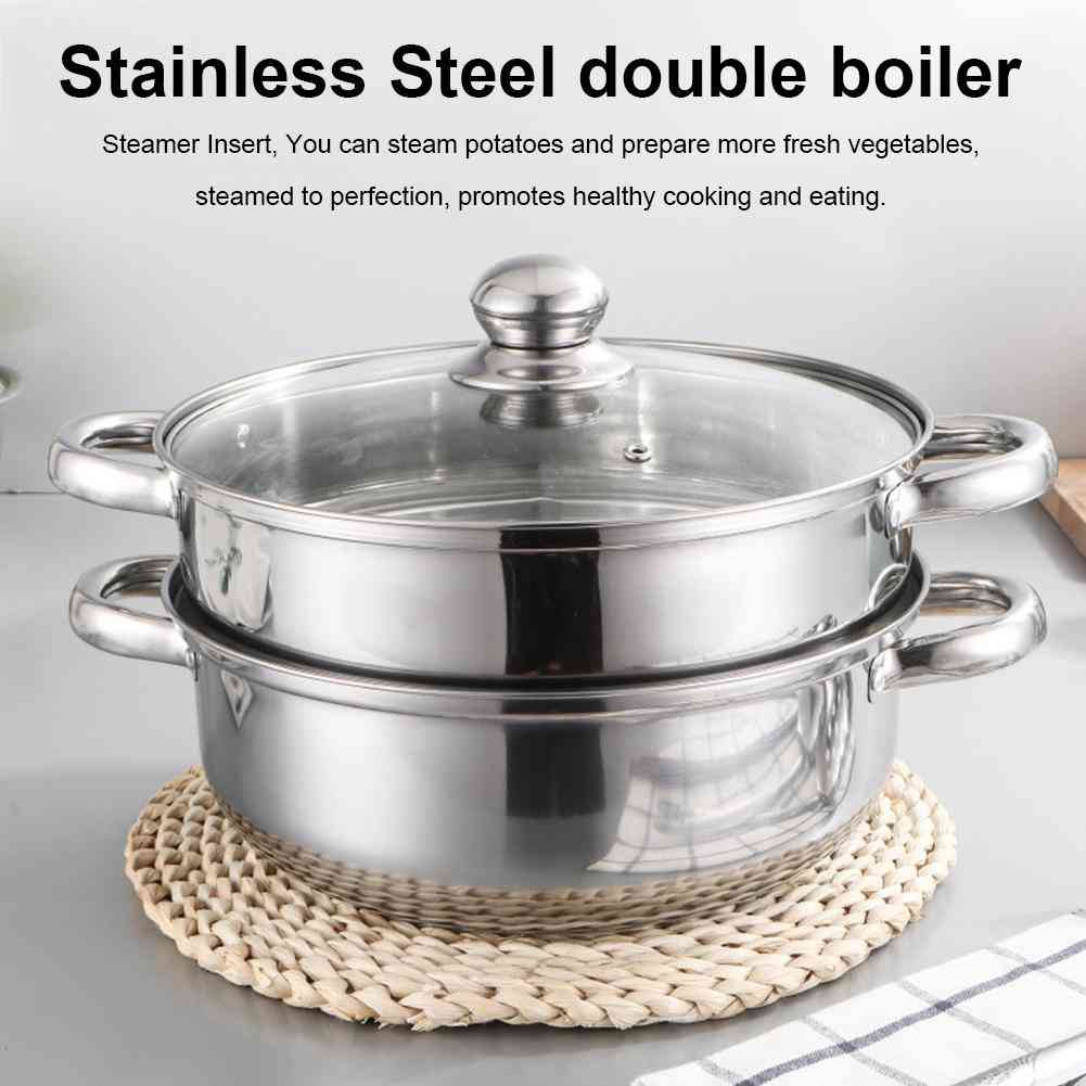 Stainless Steel Steamer Pot Cooker Double Boiler Soup Steaming Pot