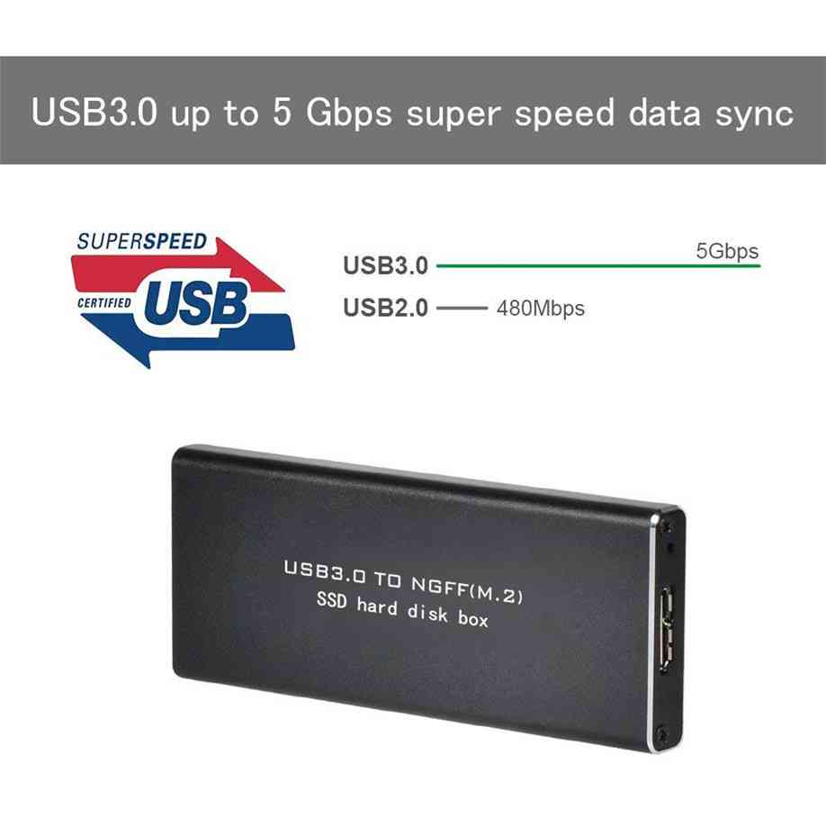 Portable SSD Hard Drive Enclosure USB3.0 to NGFF (M.2)