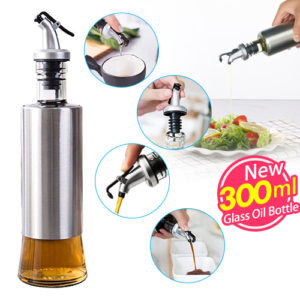 Glass Oil Dispenser Bottle 300ml Leak-Proof Cooking Oil Container Kitchen & Dining