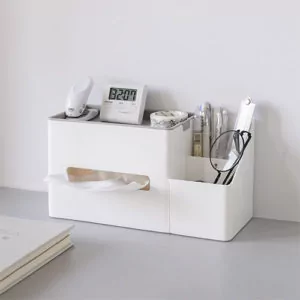 Tissue Box with Pen Holder Desk Organizer Storage Box Office Supplies