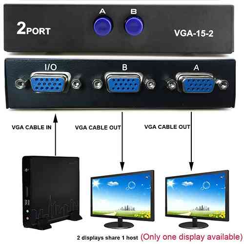 2 Port VGA Switch Press Button Two Way VGA Video Switch for PC TV Monitor Computer Accessories