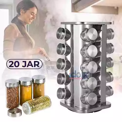 20 Jar Steel Spice Rack Kitchen Seasoning Organizer Kitchen & Dining