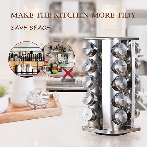 20 Jar Steel Spice Rack Kitchen Seasoning Organizer Kitchen & Dining