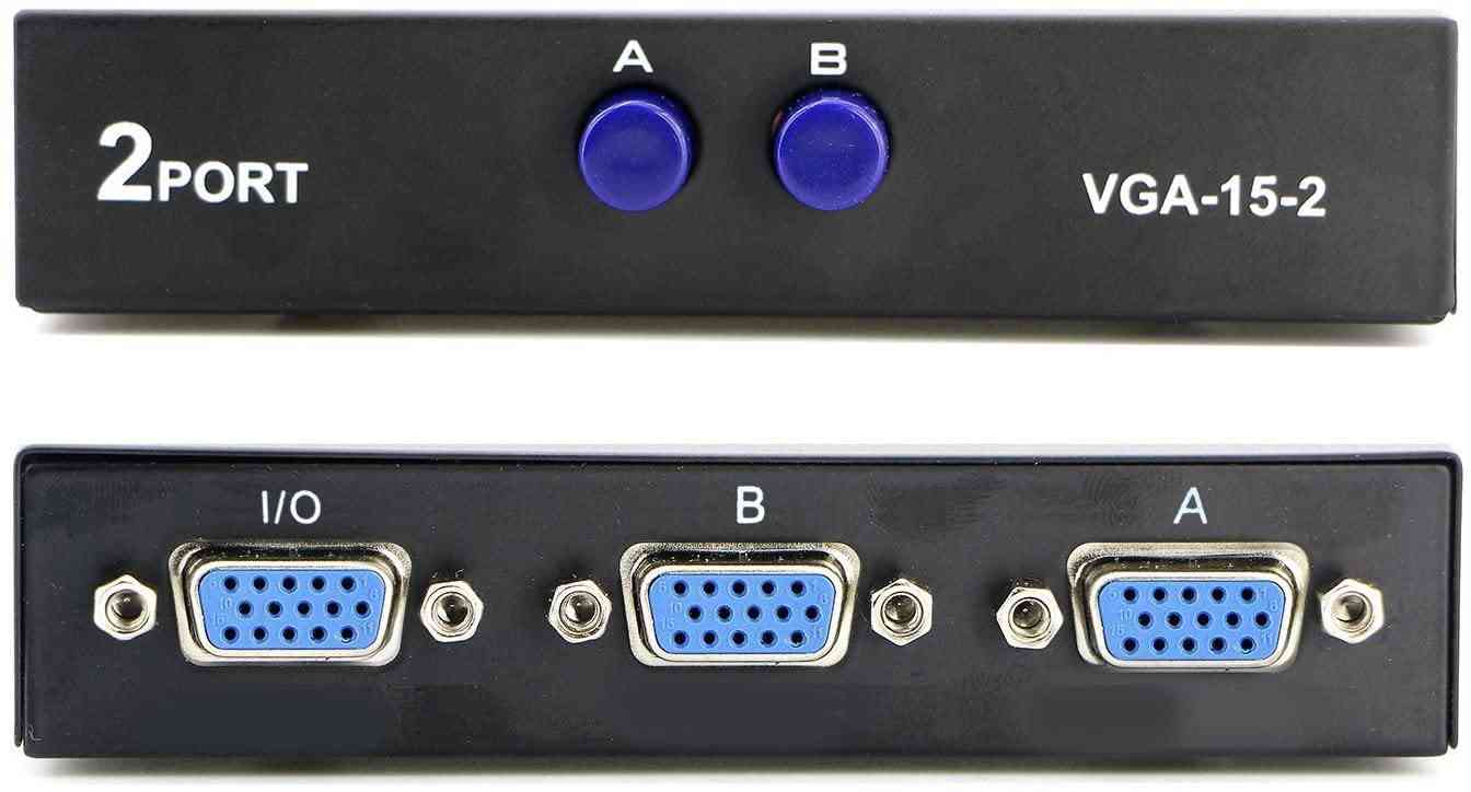 2 Port VGA Switch Press Button Two Way VGA Video Switch