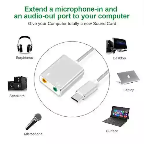 USB Type C Sound Card Type-C External Sound Card 7.1 Adapter @ ido.lk