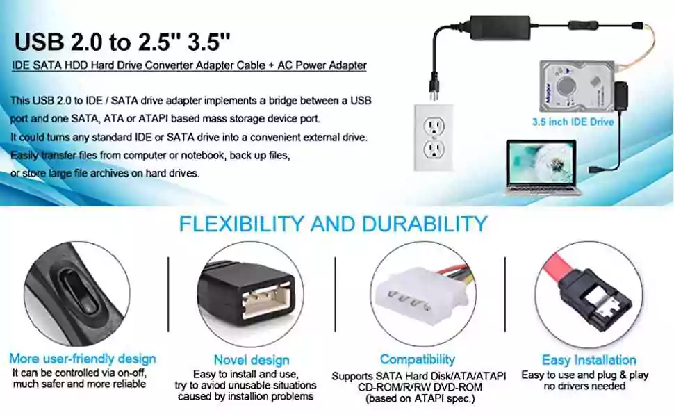 USB 2.0 SATA/IDE Converter Cable