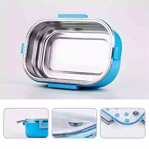 Stainless Steel & Plastic Double Wall Lunch Box with Air Tight Spill Proof Lid Kitchen & Dining