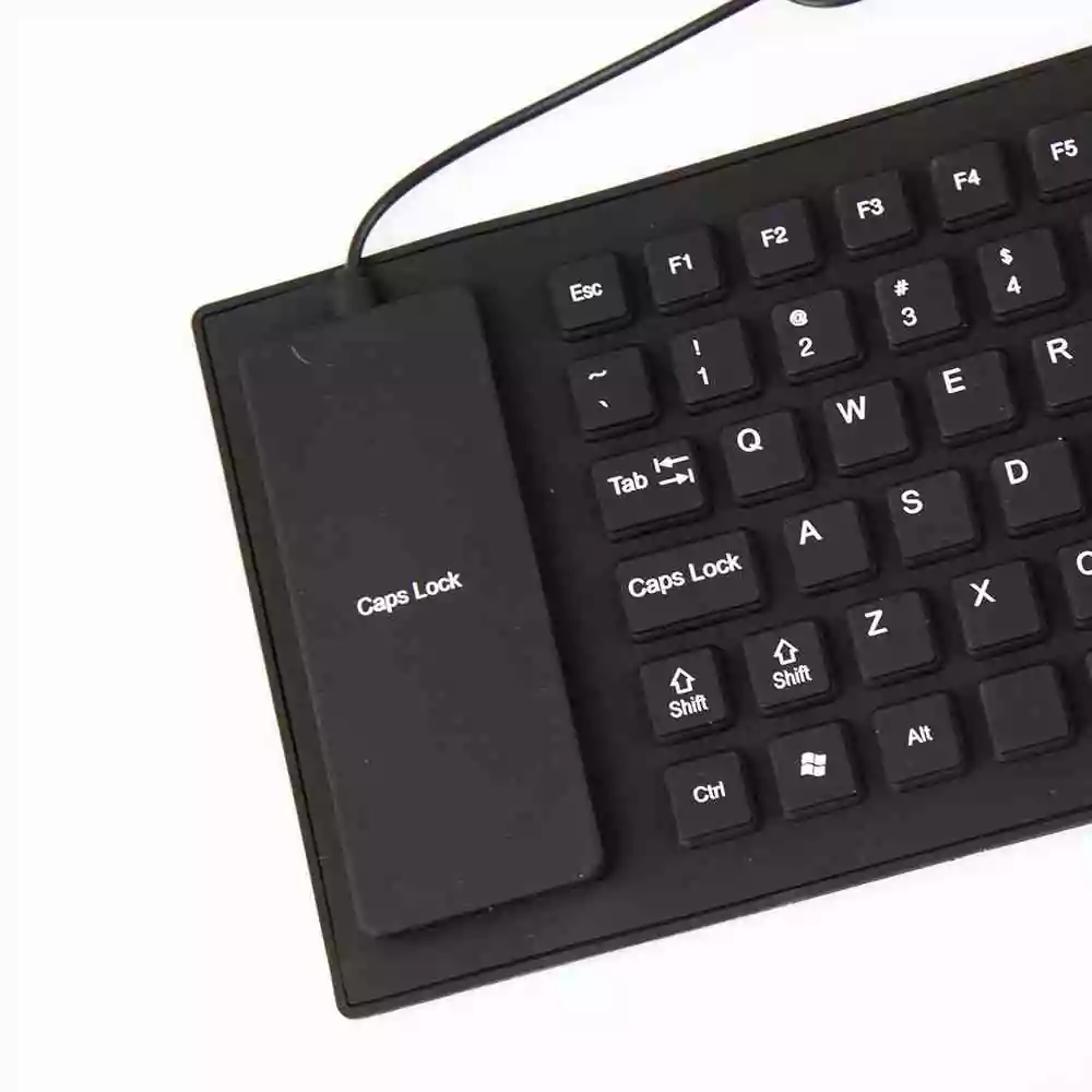 Black 87 Keys Silicone Keyboard USB Wired Waterproof Flexible Folding Key board for PC Desktop Laptop | ido.lk