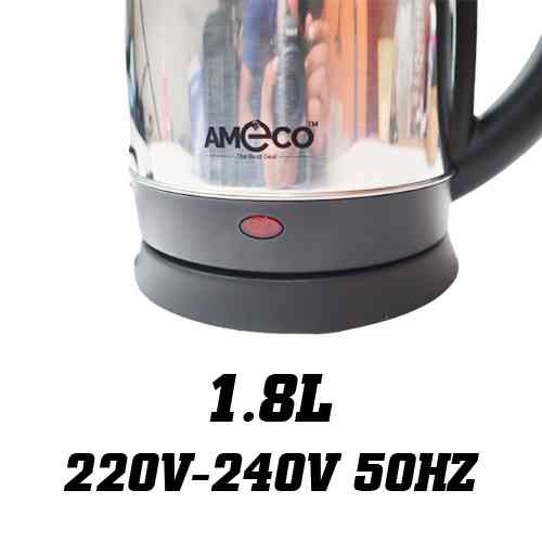 Ameco Electric Kettle 1.8L Steel Water Heating Jug ido.lk
