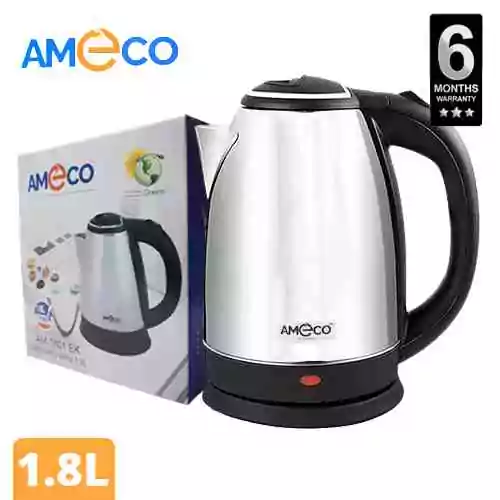Ameco Electric Kettle 1.8L Steel Water Heating Jug Kitchen & Dining