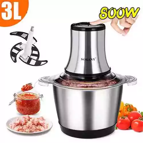 SOKANY 3L Electric Food Chopper Stainless Steel Electric Chopper Kitchen & Dining