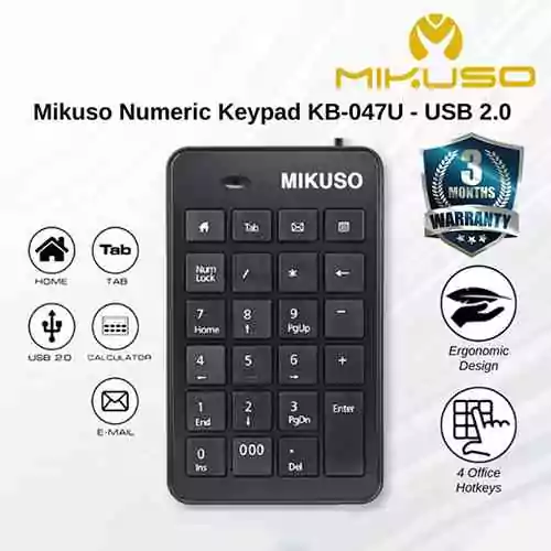 Wired USB Mini Numerical Keyboard with 4 Office Hotkeys Computer Accessories